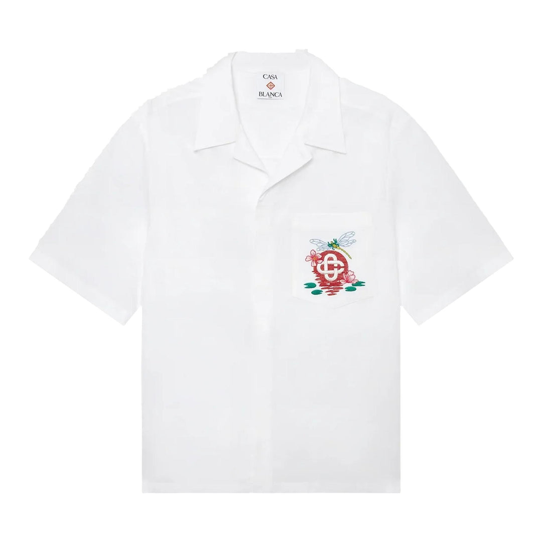 Club21 - Casablanca - Embroidered Monogram Short Sleeve Shirt - SHIRTS - White