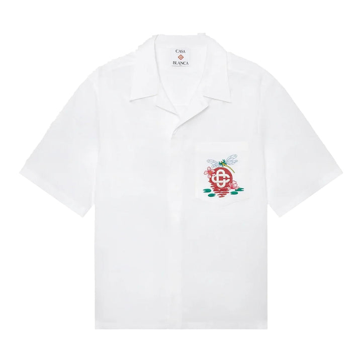 Club21 - Casablanca - Embroidered Monogram Short Sleeve Shirt - SHIRTS - White