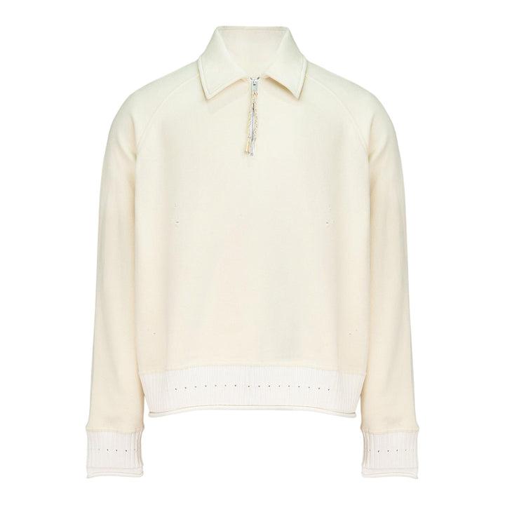 Club21 - DIOMENE - Distressed Half-Zip Polo - POLOS - Off-White