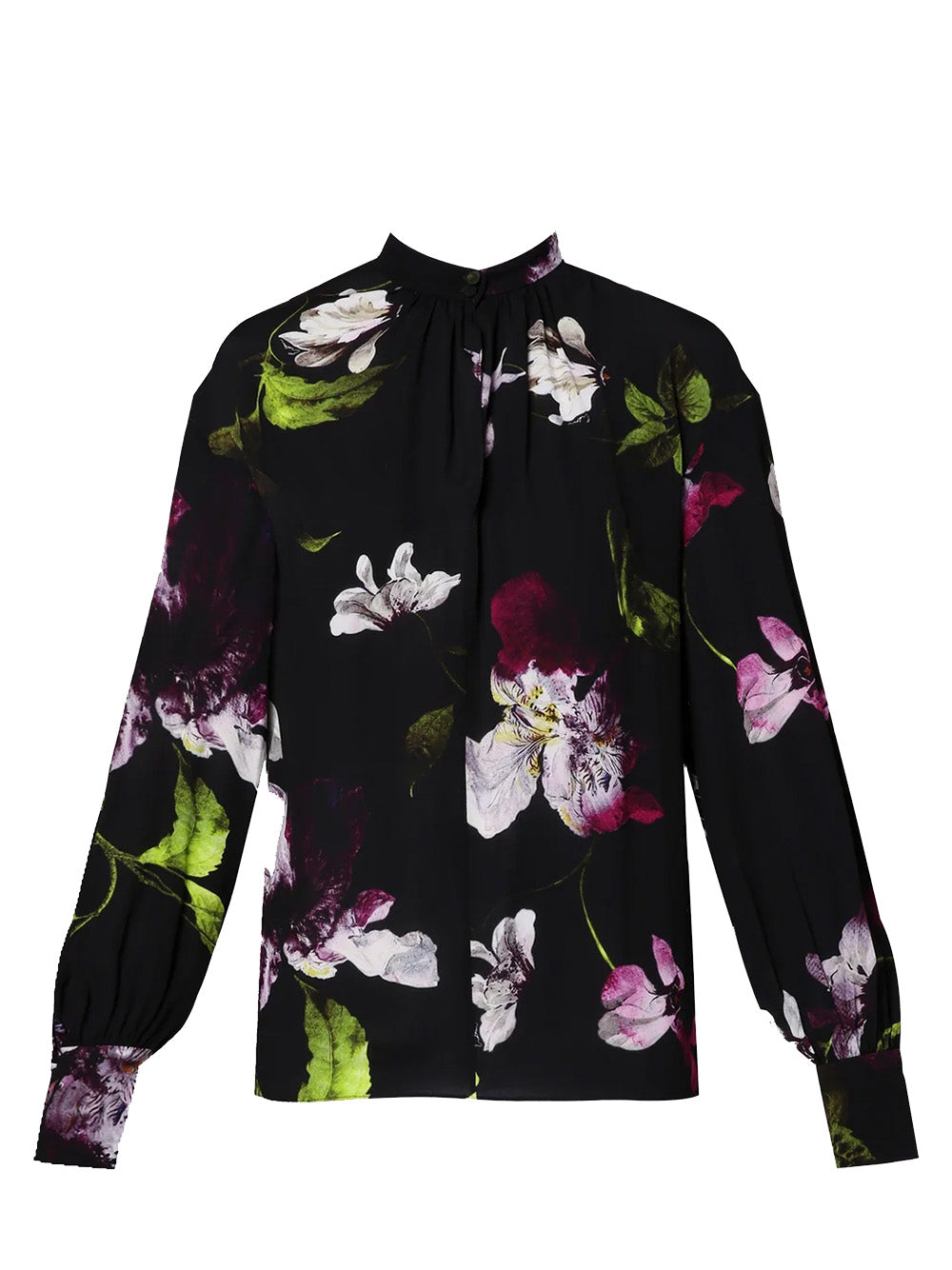 Erdem-Long-Volume-Sleeve-Woven-Top-Black-1