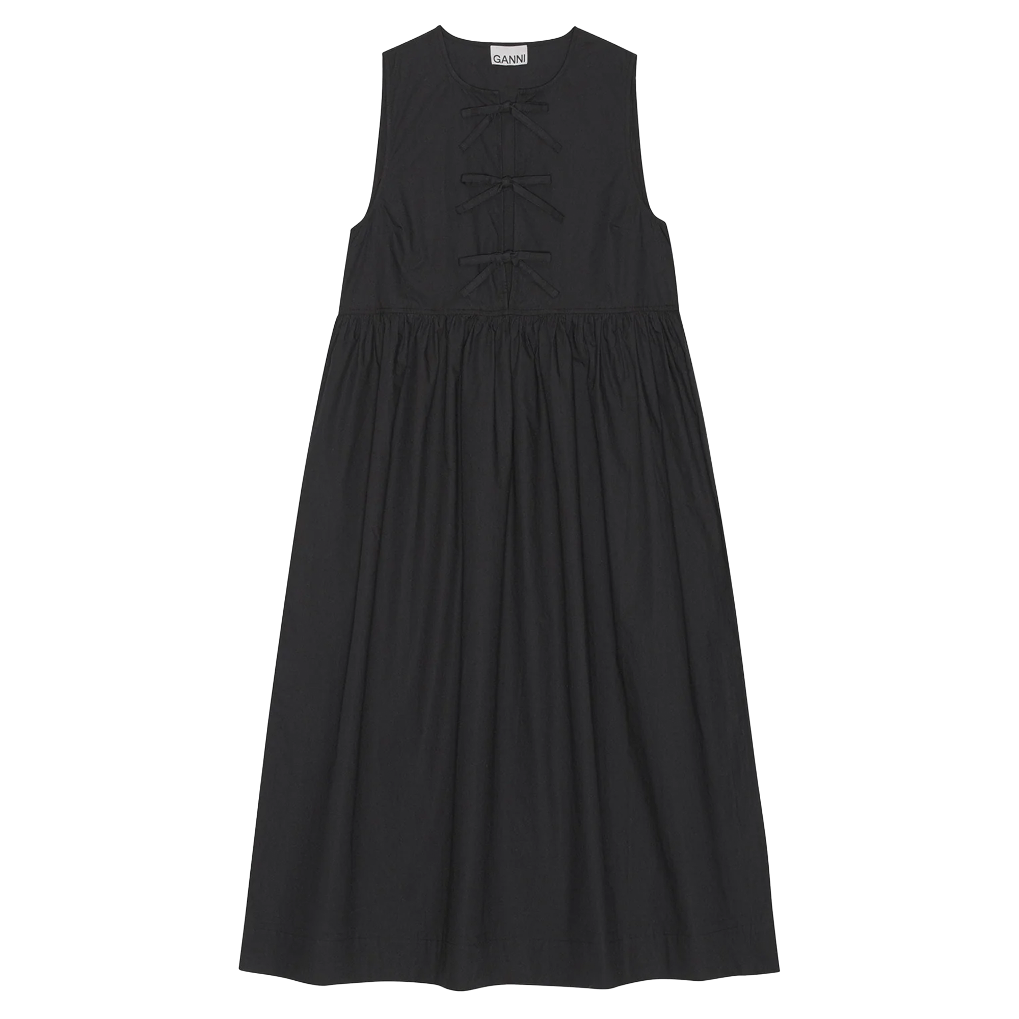 ganni black cotton poplin midi dress Organic cotton-poplin midi shirt dress - black