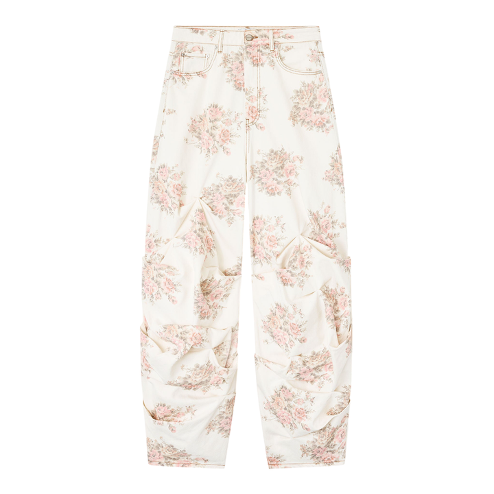 Print Denim Drapey Jeans