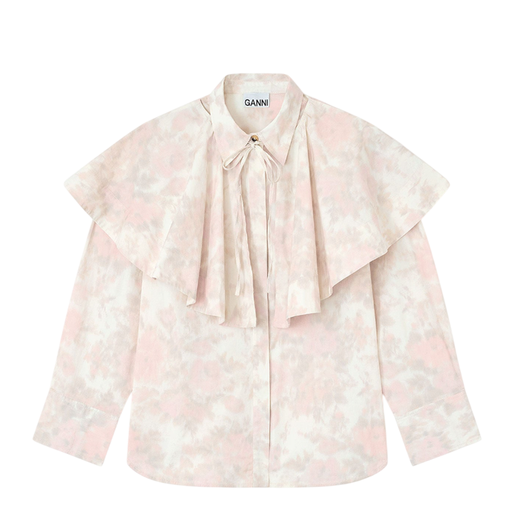 Áo sơ mi cổ tròn cotton co giãn in họa tiết