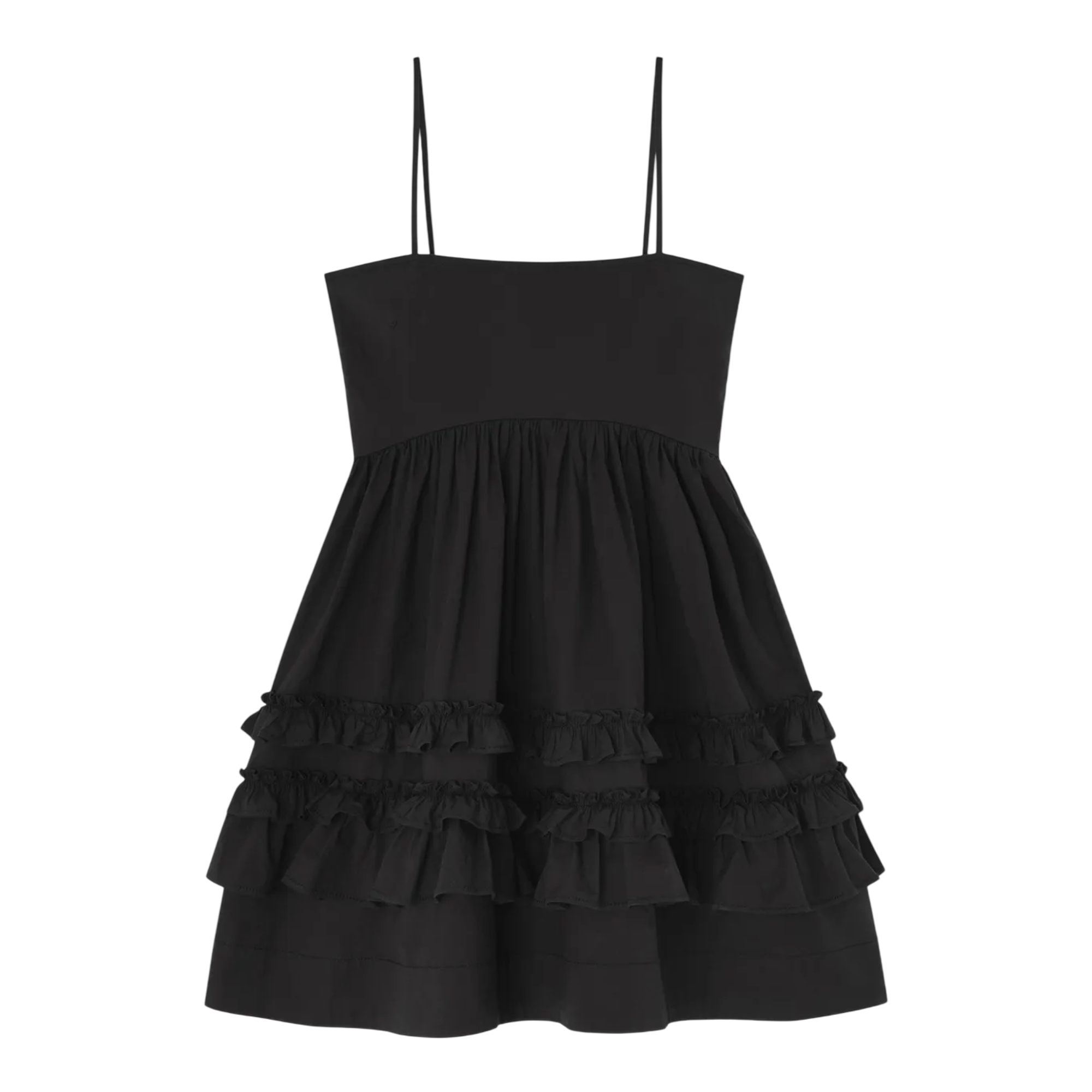 GANNI Black Mini Frill Dress