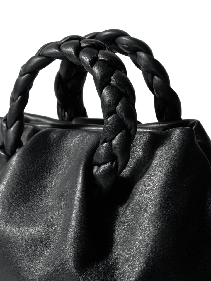 HEREU-Bombon-M-Braided-Handle-Pleated-Top-Handle-Bag-Black-2
