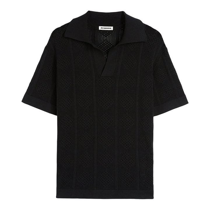 Club21 - Jil Sander - Cotton Lace Stitch Polo Knit - POLOS - Black
