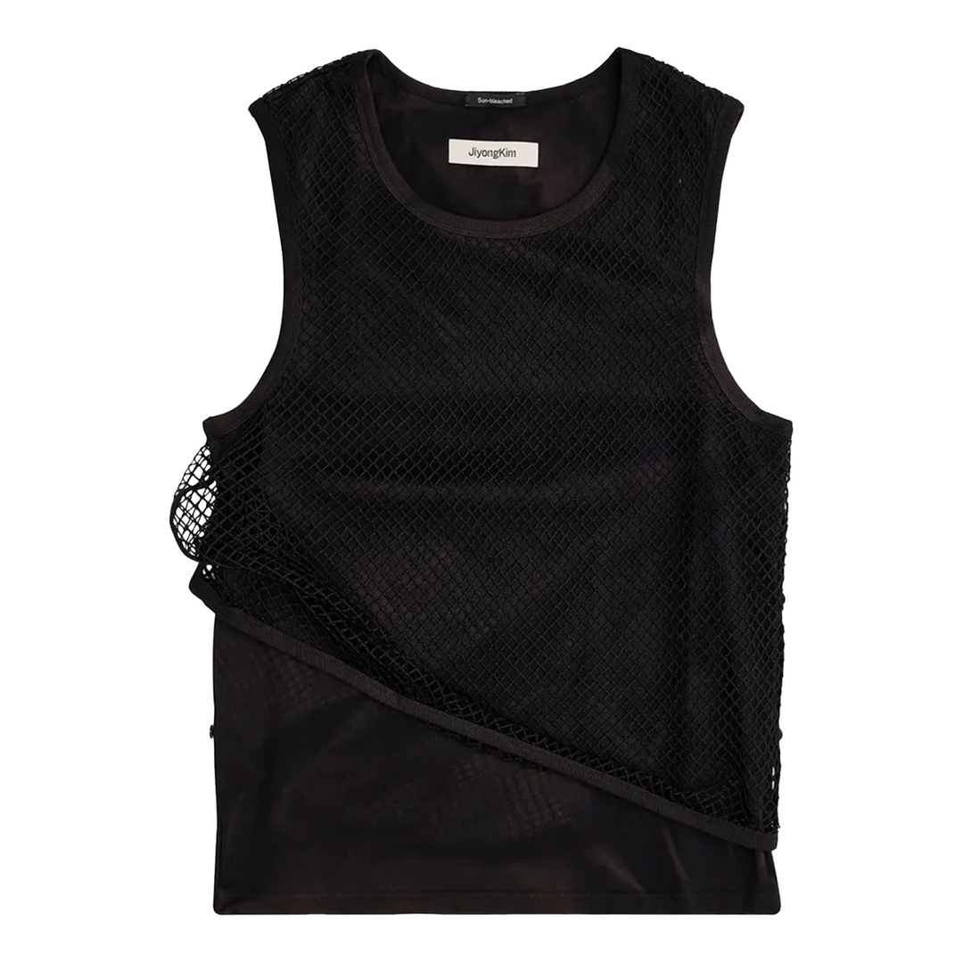 Sun-Bleached Mesh Layered Sleeve Tank