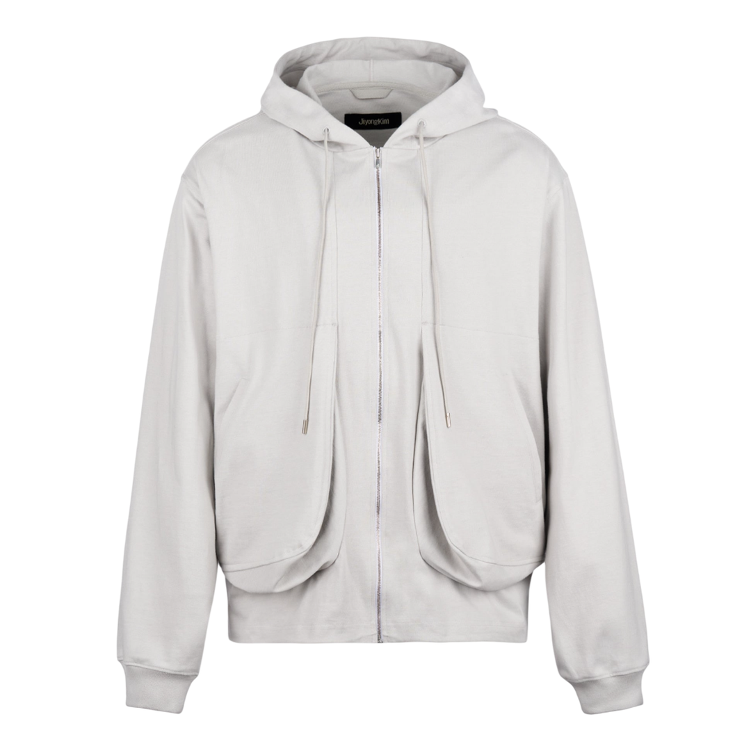Draped Pocket Zip-Up Hoodie