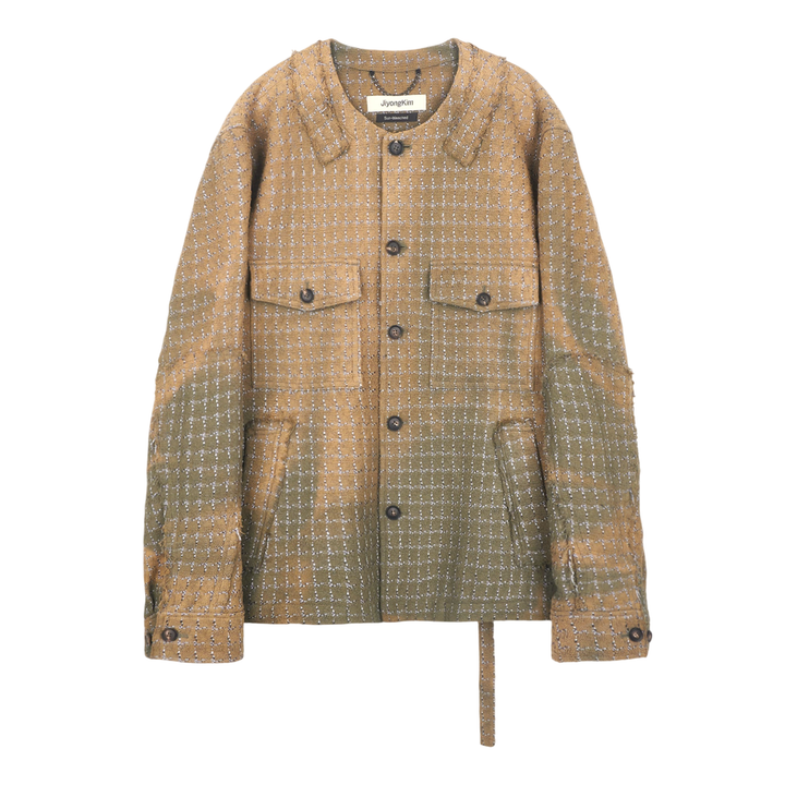 Sun-Bleached Collarless Tweed Jacket