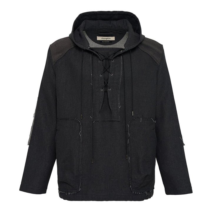 Club21 - JiyongKim - Sun-Bleached Raw Edged Anorak Sweatshirt - SWEATSHIRTS - Black