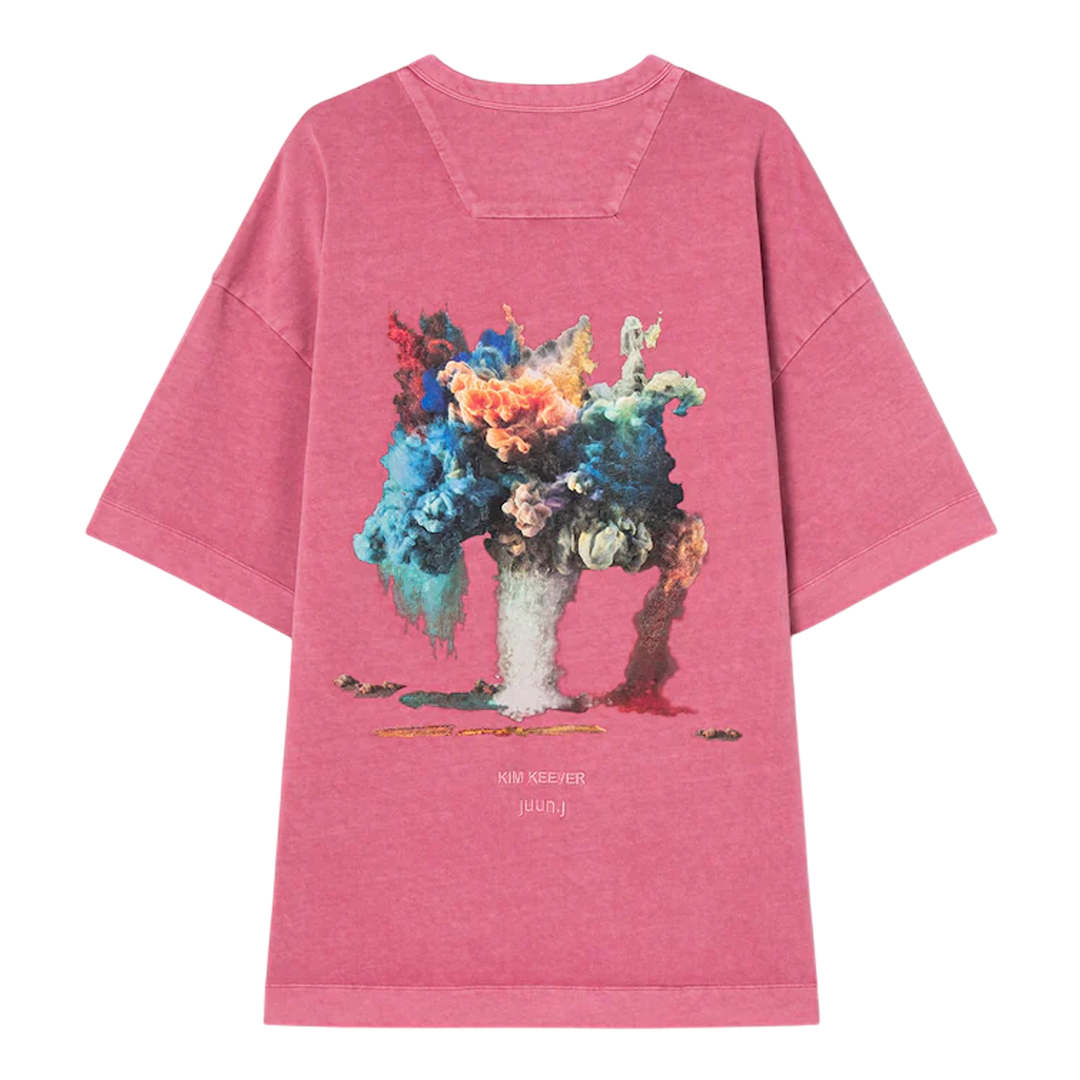 Áo thun in hoa nhuộm vải