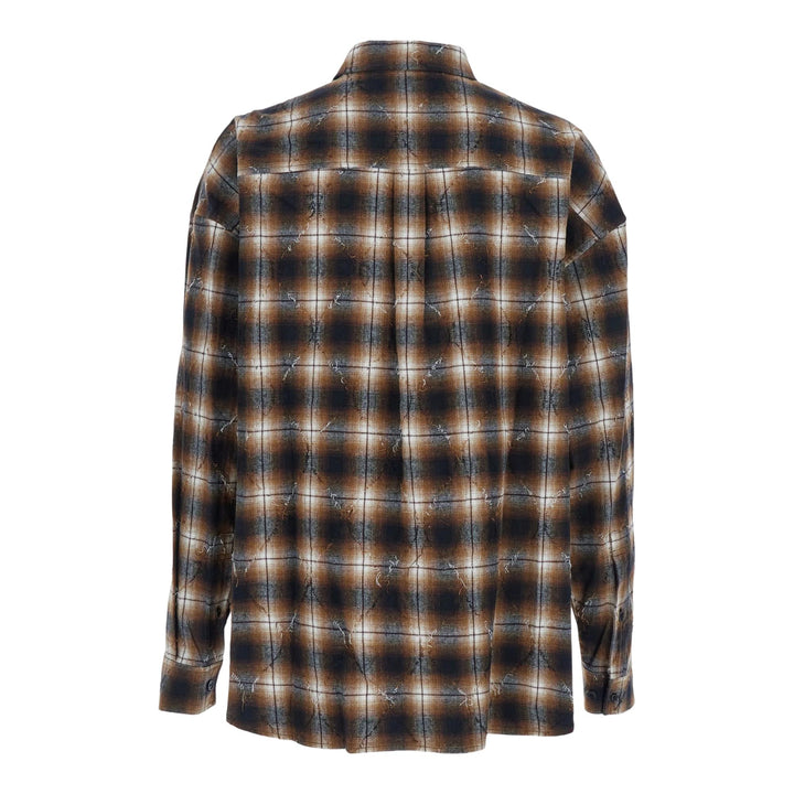 Club21 - Juun.J - Argyle Damaged Check Shirt Loose Fit - SHIRTS - Brown
