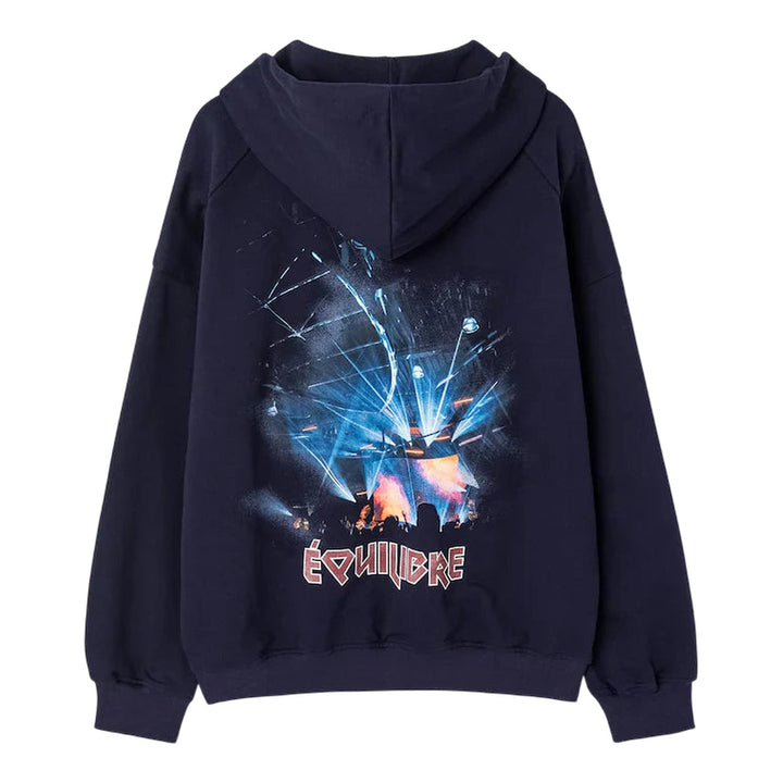 Club21 - Juun.J - Equilibre Rock Stage Graphic Hoodie - SWEATSHIRTS - Navy