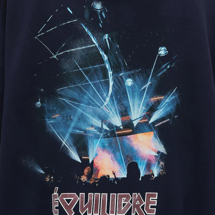 Club21 - Juun.J - Equilibre Rock Stage Graphic Hoodie - SWEATSHIRTS - Navy