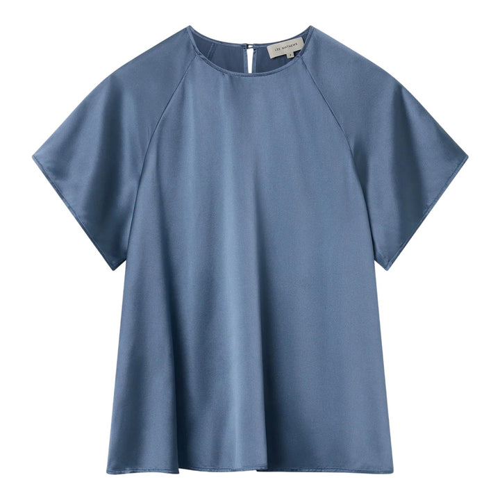 Club21 - Lee Mathews - Stella Silk Satin Raglan Tee - BLOUSES - Blue