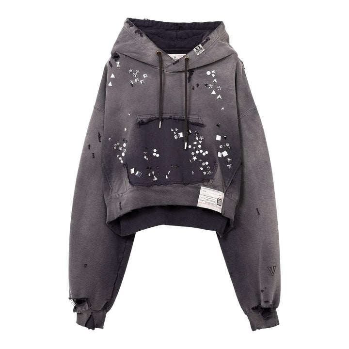 Club21 - MIHARA YASUHIRO - Embellished Sun Faded Hoodie - SWEATSHIRTS - Black