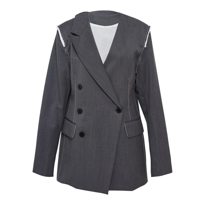 Club21 - MMAM - Double-Breasted Front & Back Detail Jacket - JACKETS - Grey