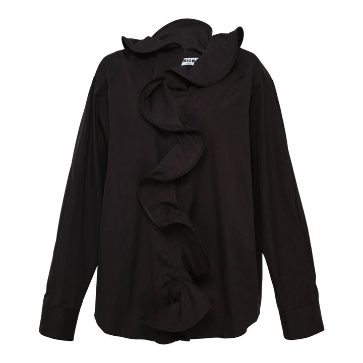 Club21 - MSGM - Center Ruffle Detailed Blouse - BLOUSES - Black