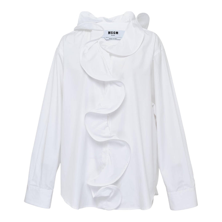 Club21 - MSGM - Center Ruffle Detailed Blouse - BLOUSES - White