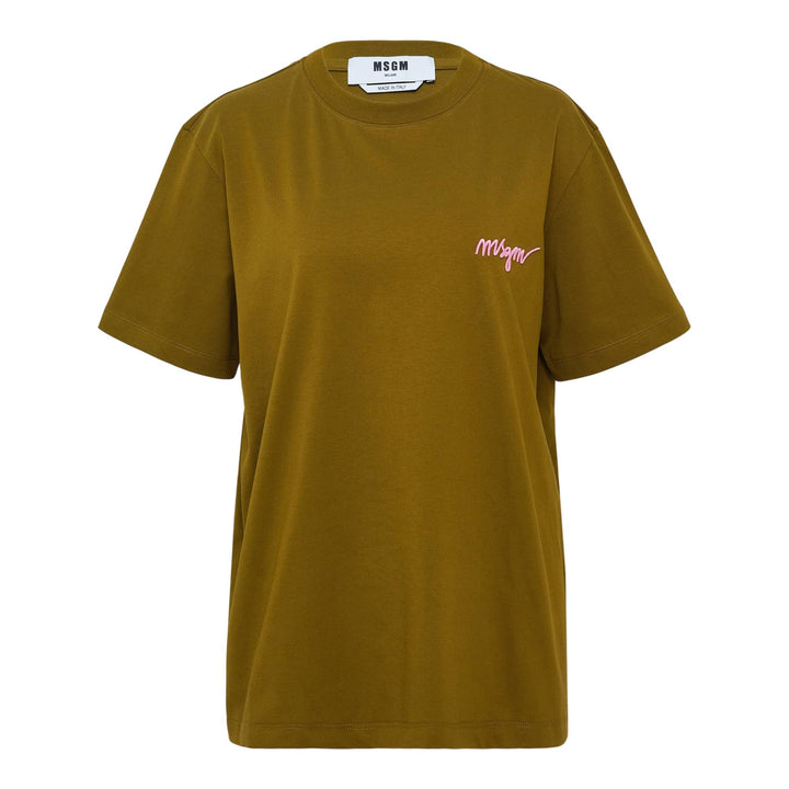 Club21 - MSGM - Elegant Logo Tee - TEES - Olive