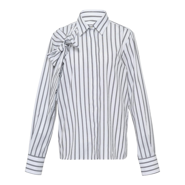 Club21 - MSGM - Side Ribbon Stripe Collar Blouse - BLOUSES - White