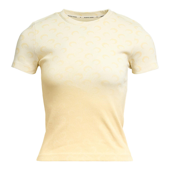 Club21 - Marine Serre - Faded Moon Jersey Baby Fit T-Shirt - TEES - Yellow