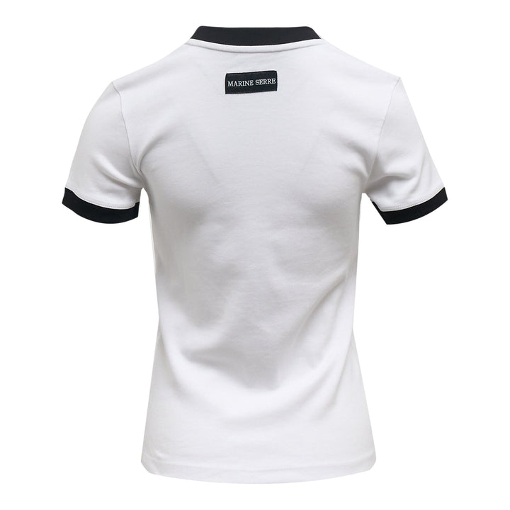 Club21 - Marine Serre - Moon Logo Bicolor Jersey Baby Fit T-Shirt - TEES - White