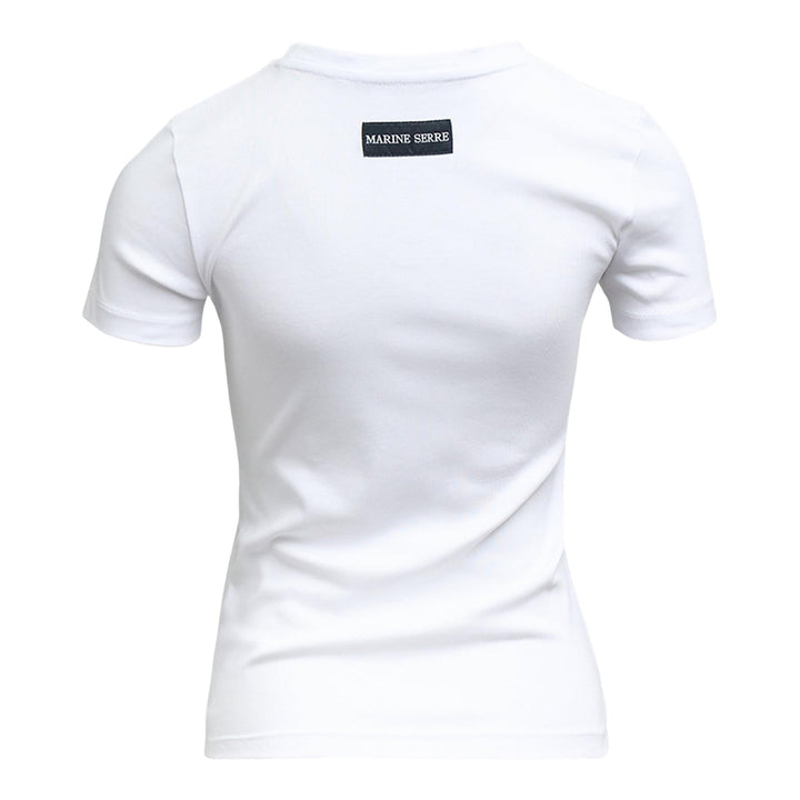 Club21 - Marine Serre - Moon Logo Ribbed Jersey Baby Fit T-Shirt - TEES - White