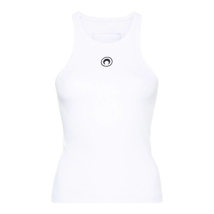 Club21 - Marine Serre - Moon Logo Ribbed Jersey Tank Top - TEES - White