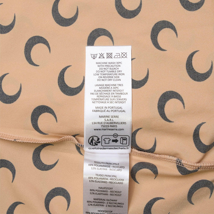 Club21 - Marine Serre - Moon Printed Jersey Second Skin Crewneck Top - TEES - Beige