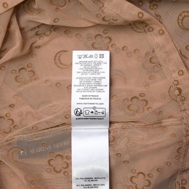 Club21 - Marine Serre - Moonogram Mesh Flock  Highneck Top - LOGO TEES - Beige