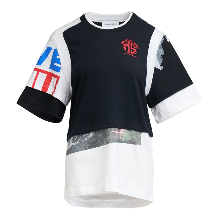 Club21 - Marine Serre - Regenerated Graphic Jersey Layered T-Shirt - TEES - White