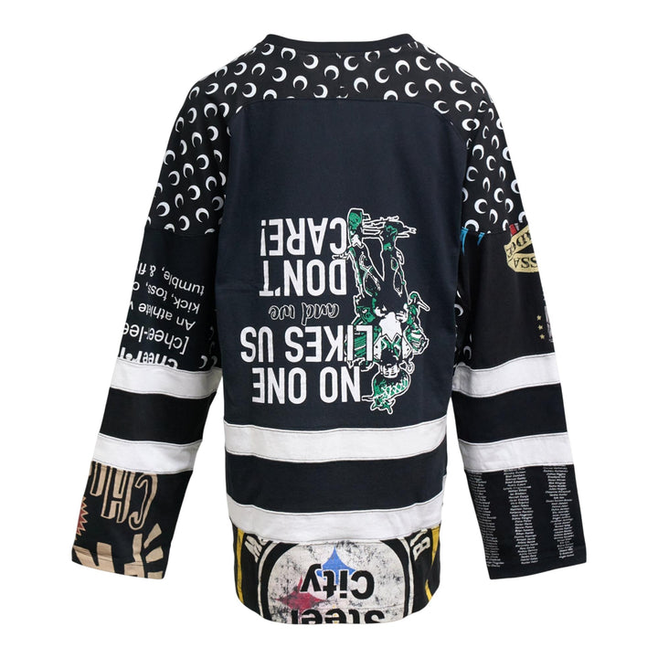 Club21 - Marine Serre - Regenerated Graphic Jersey Long Sleeve Tee - TEES - Black