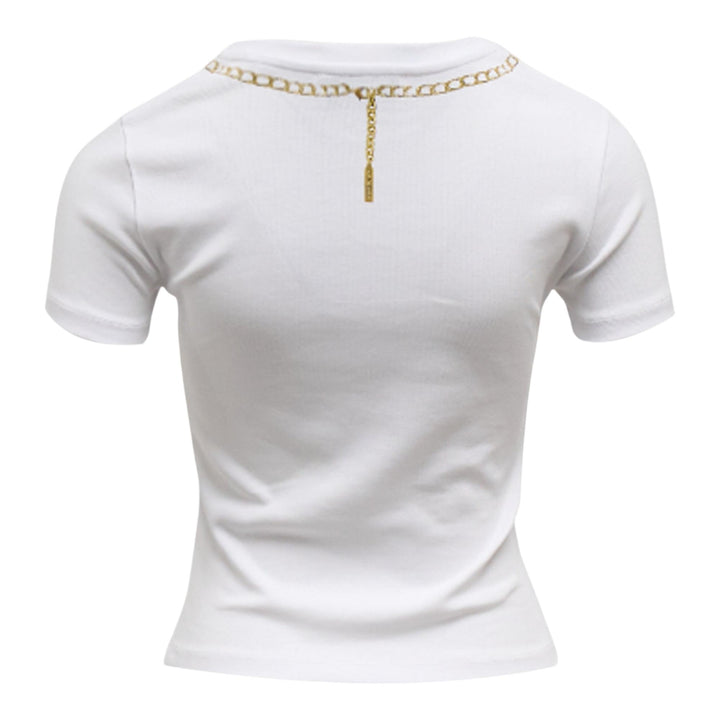 Club21 - Marine Serre - Trompe-L'Oeil Jewelry Jersey Baby Fit T-Shirt - TEES - White