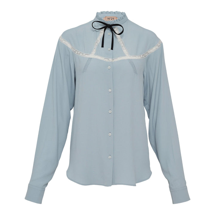 Club21 - N21 - Bow Ruffles Lace Blouses - BLOUSES - Light Blue