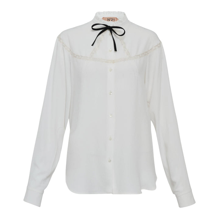 Club21 - N21 - Bow Ruffles Lace Blouses - BLOUSES - White