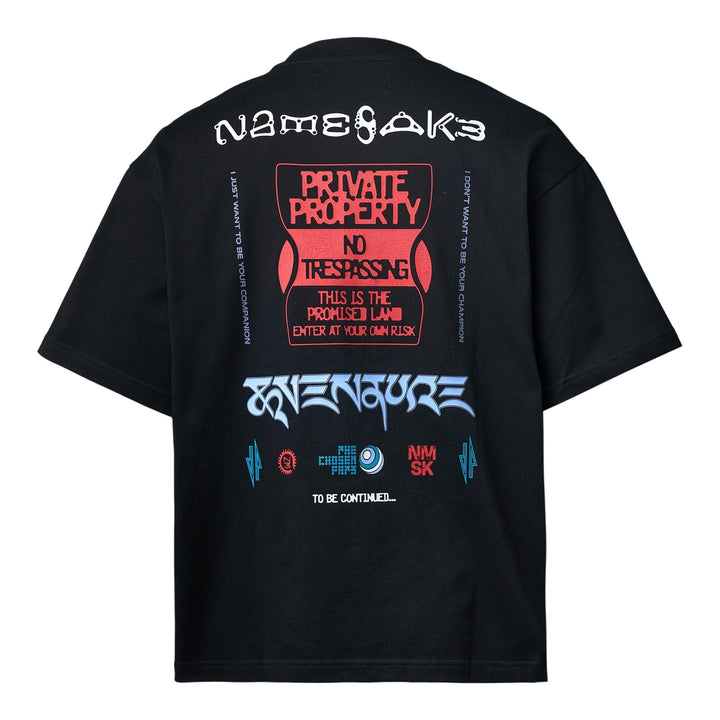Club21 - NAMESAKE - Sava Oversized Warning Tee - TEES - Black