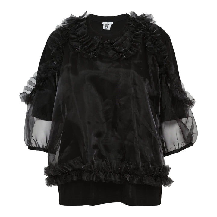 Club21 - Noir Kei Ninomiya - Cotton Ponte X Polyester Organza Tee - TEES - Black