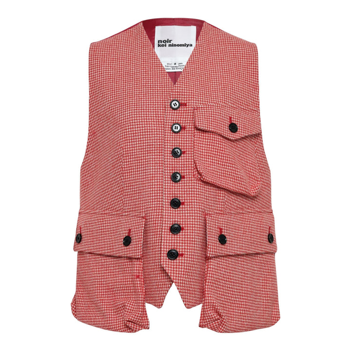 Club21 - Noir Kei Ninomiya - Hounds Tooth Pattern Wool Vest - VESTS - Red