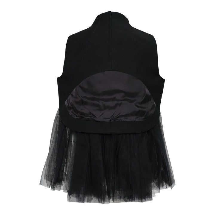 Club21 - Noir Kei Ninomiya - Wool Doeskin X Nylon Tulle Top - WOVEN TOPS - Black