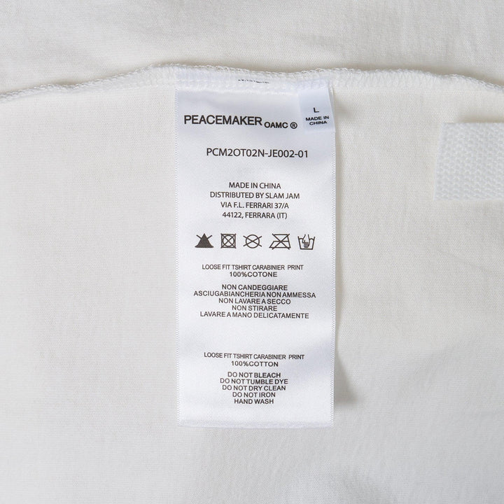 Club21 - OAMC Peacemaker - Loose Fit T-Shirt Carabinier Print - TEES - White