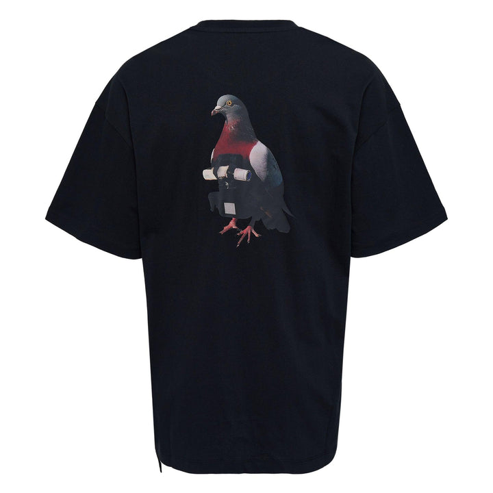 Club21 - OAMC Peacemaker - Loose Fit T-Shirt Pigeon Print - TEES - Black