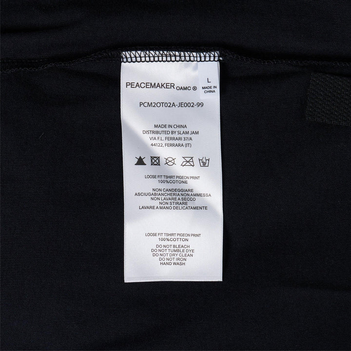 Club21 - OAMC Peacemaker - Loose Fit T-Shirt Pigeon Print - TEES - Black