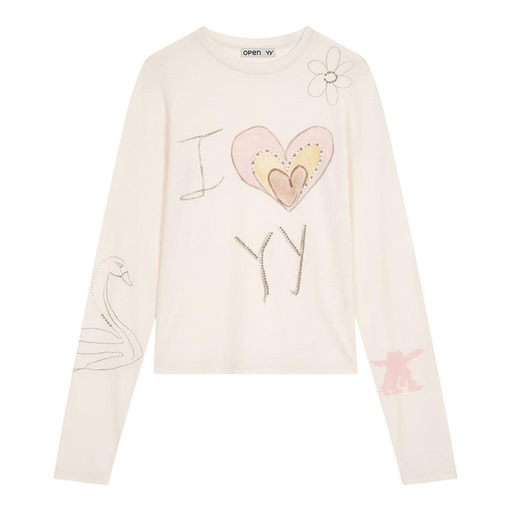 Club21 - OPEN YY - Beaded I Love YY Tee - TEES - White