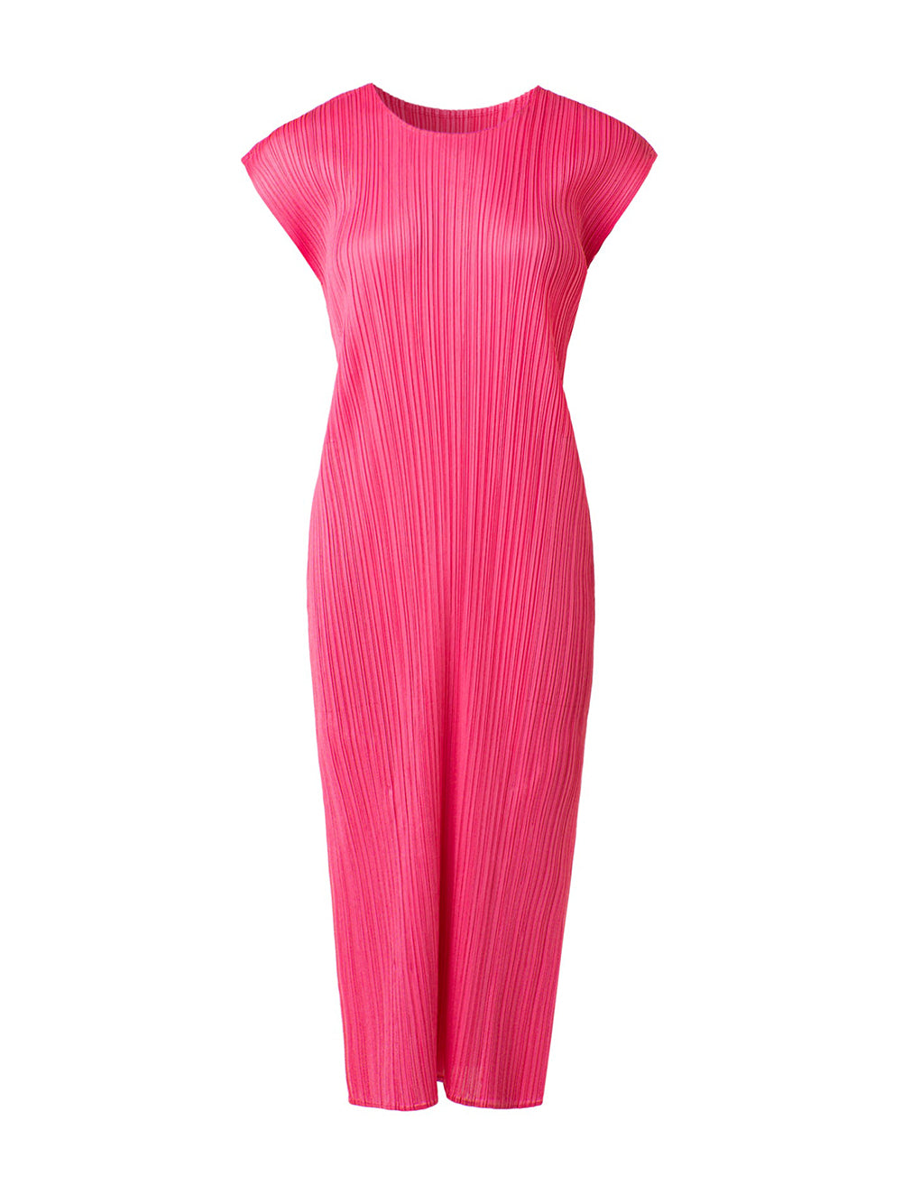 issey miyake pink dress Scoop Neck Long Dress