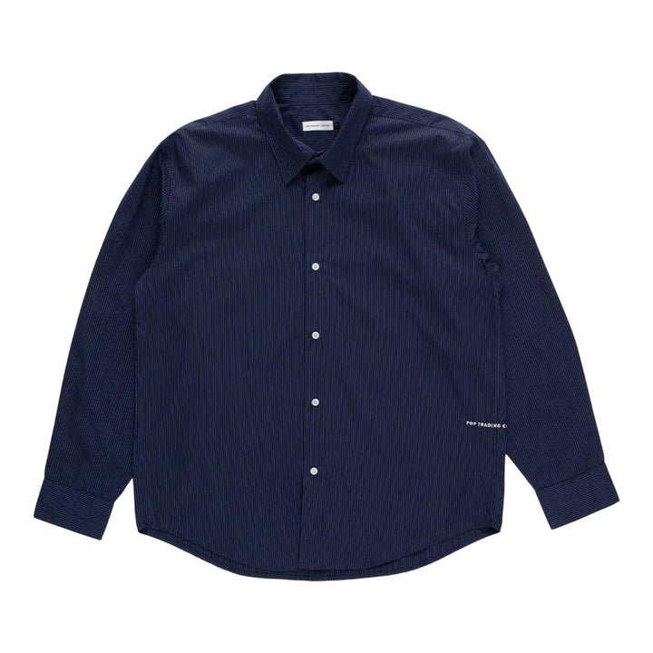 Club21 - Pop Trading Company - Striped Logo Shirt - SHIRTS - Navy