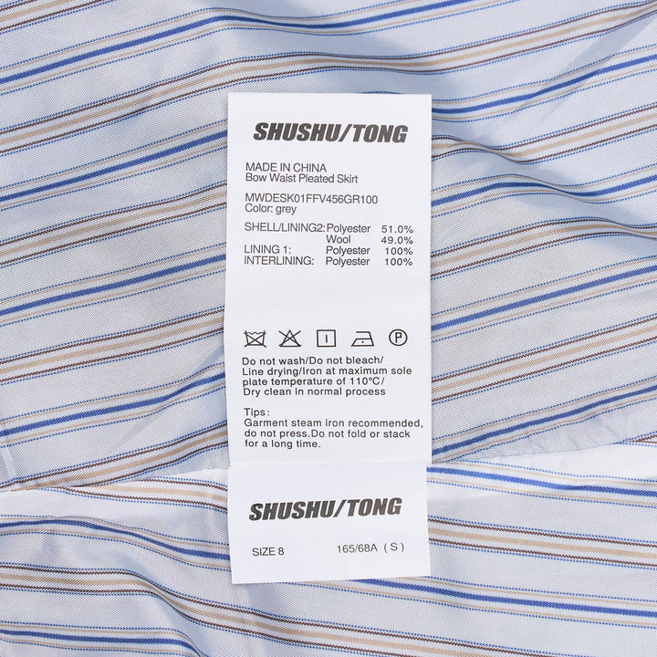 Club21 - SHUSHU/TONG - Bow Waist Pleated Skirt - SKIRTS - Grey