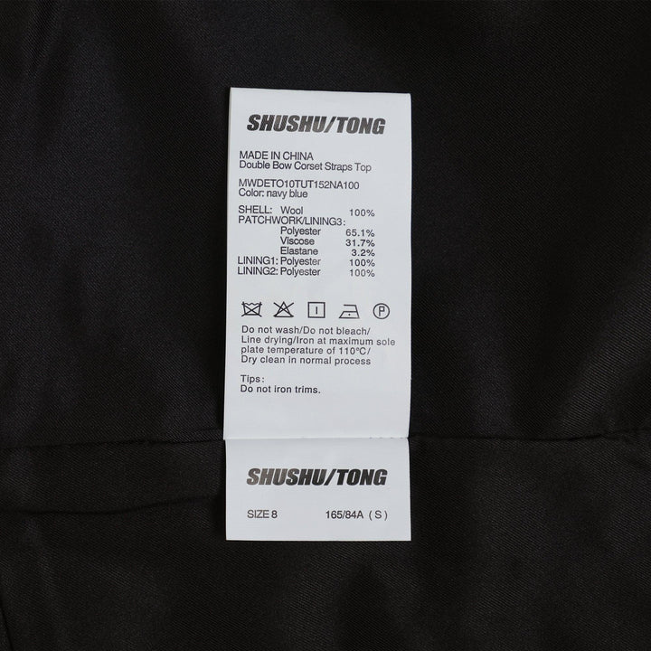 Club21 - SHUSHU/TONG - Double Bow Corset Straps Top - WOVEN TOPS - Navy