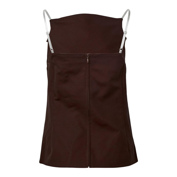 Club21 - SHUSHU/TONG - Fan-Shaped Turn-Down Collar Camisole Top - WOVEN TOPS - Brown
