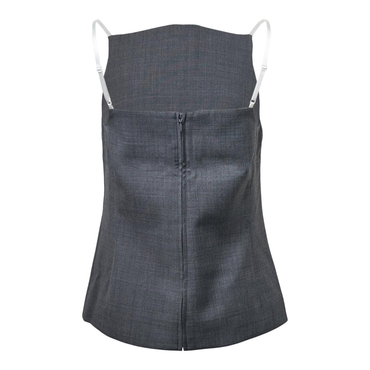 Club21 - SHUSHU/TONG - Fan-Shaped Turn-Down Collar Top - WOVEN TOPS - Grey